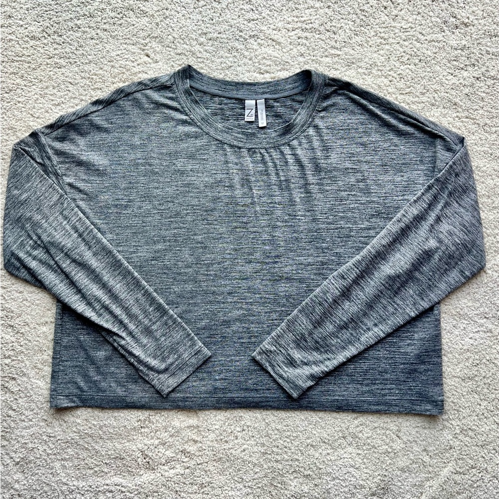 Z by Zella Women's Cropped Long Sleeve Shirt in Heather Gray size M